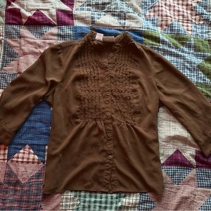 FLOWY VINTAGE BROWN BUTTON-UP